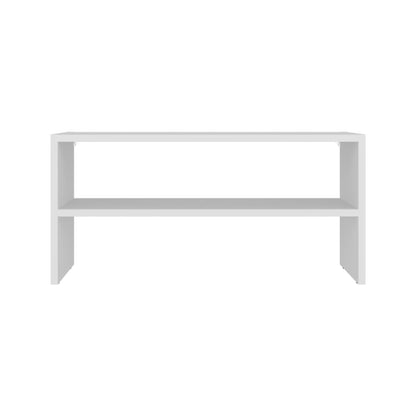 White Engineered Wood Shoe Storage Rack with Two Shelves for Living Room