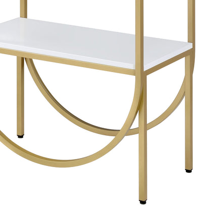 Lightmane White High Gloss & Gold Finish Writing Desk - Storage Included