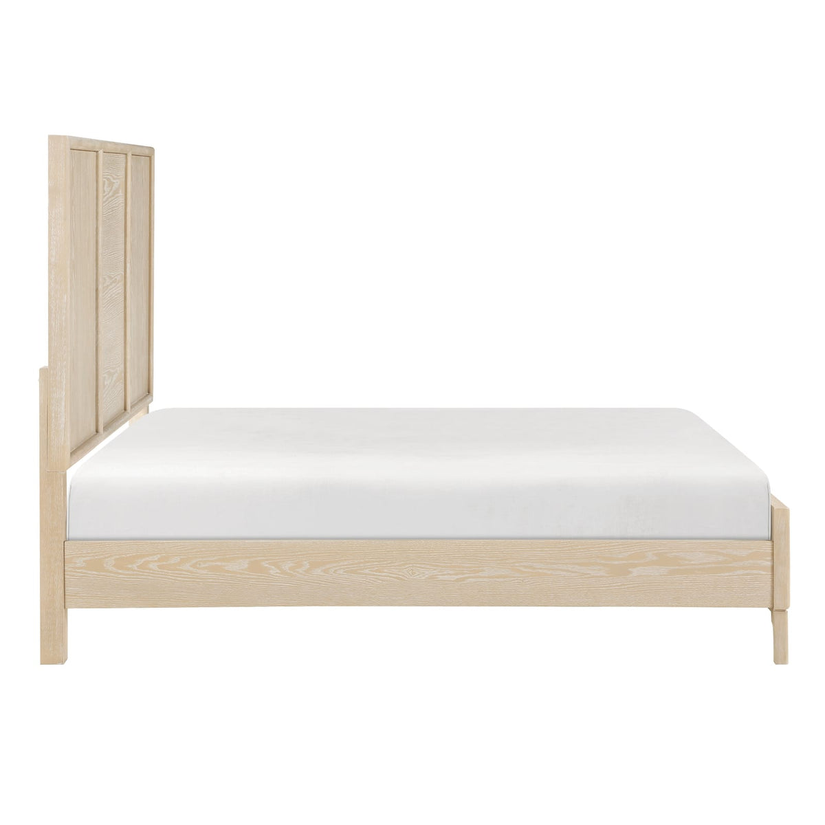 Contemporary Queen Size Panel Bed - Light Brown Finish