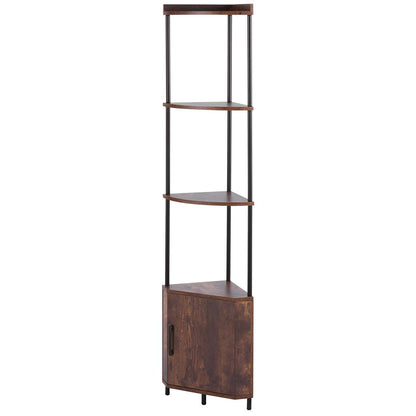 Brown Iron Corner Shelf with LED Lights - 5 Tier Storage