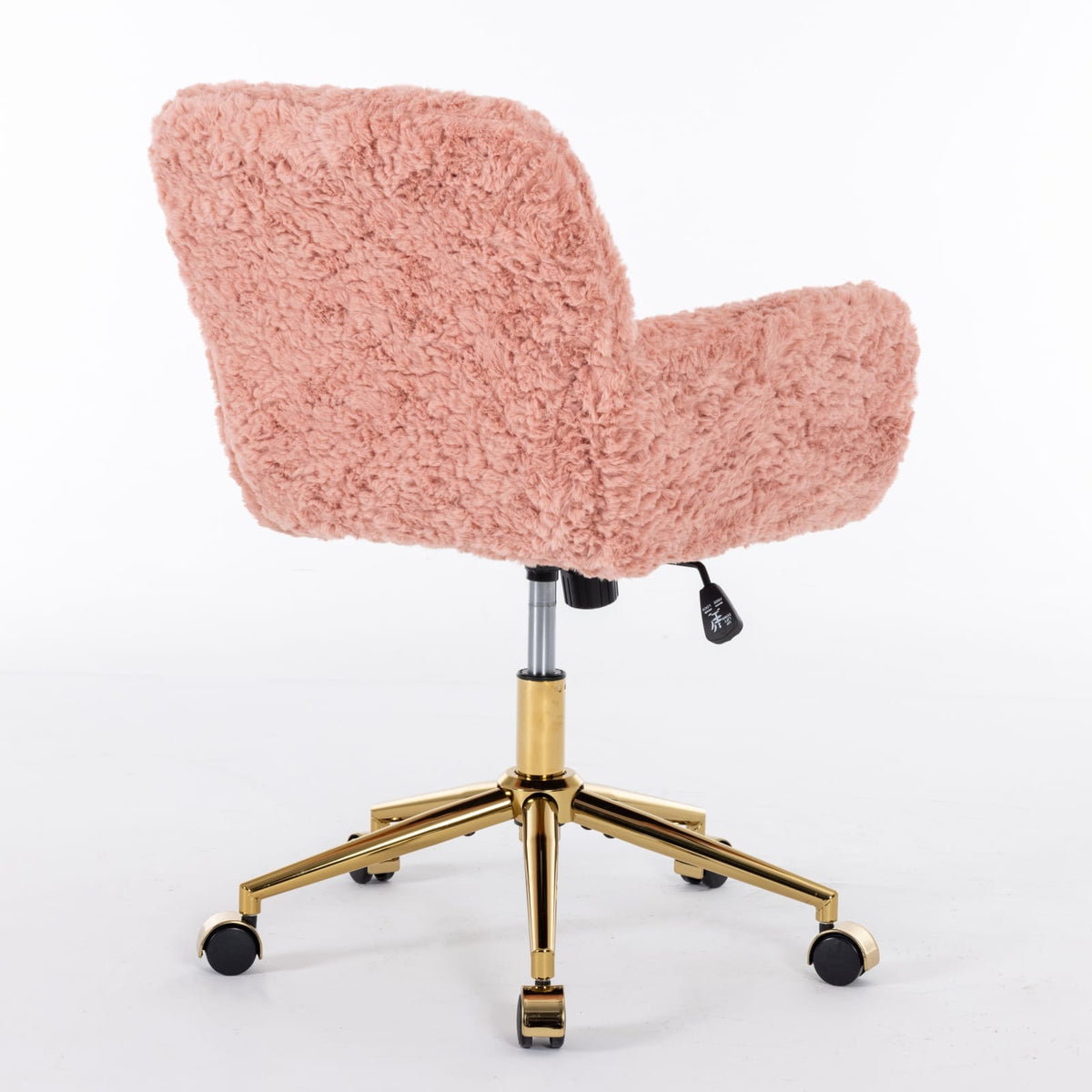Pink Upholstered Office Chair - Study Desk Chair with Golden Base