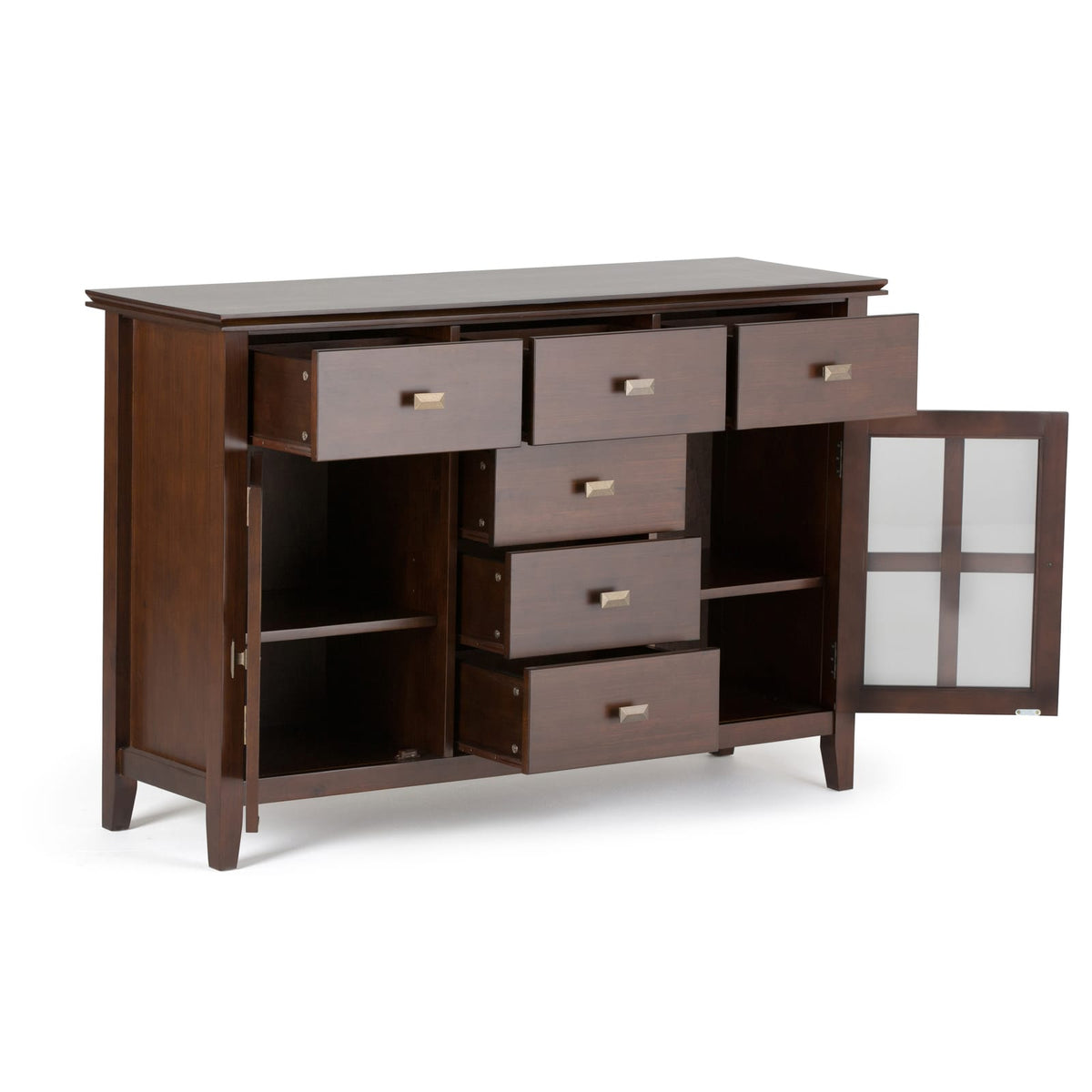 Dark Brown Wood Sideboard Buffet with Storage for Dining Room