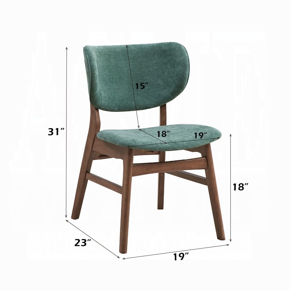 Mid-Century Modern Dining Chairs - Set of 2 Green Walnut Finish