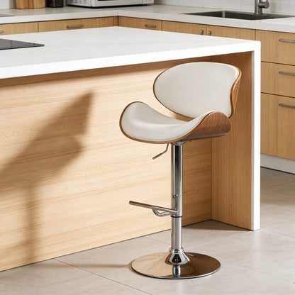 White Metal Bar Stool - 36" to 44" Height for Living Room