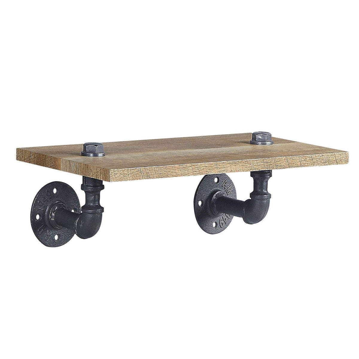 Oak and Sandy Black Rectangle Wall Shelf - Display Storage