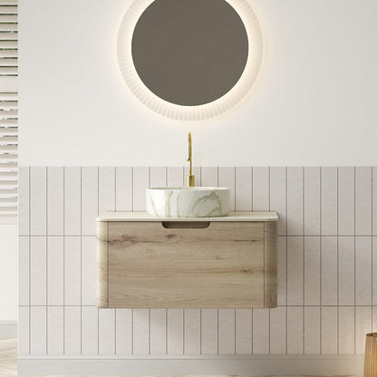 XAI 30" Bathroom Vanity & Sink - White Oak Storage Cabinet