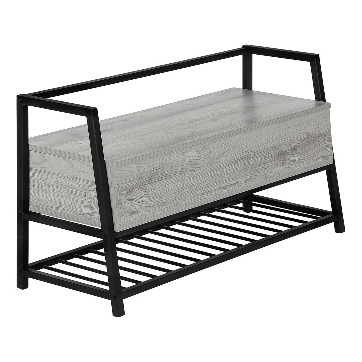 Grey MDF Storage Bench - 42" Entryway Shoe Rack