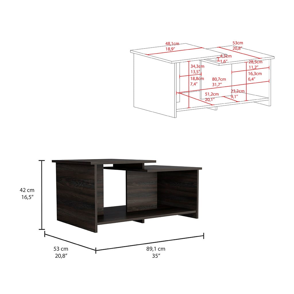Wema 3 Coffee Table - Espresso Brown Rectangular for Living Room