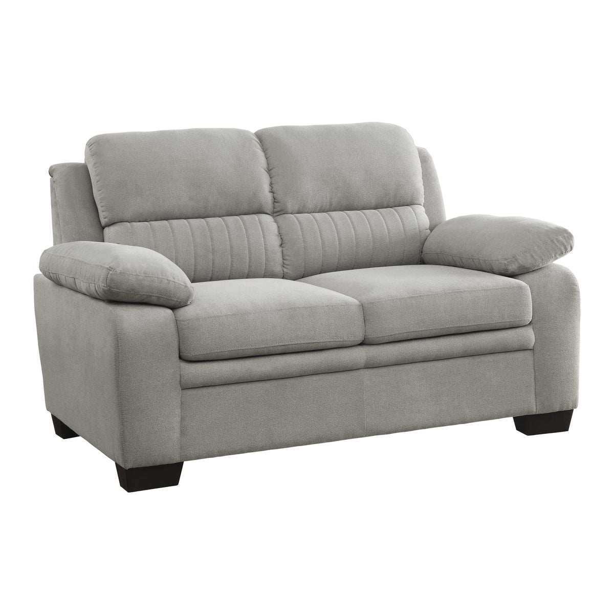 Modern Gray Sofa Set - Plush 2-Piece Loveseat & Sofa with Solid Wood Frame