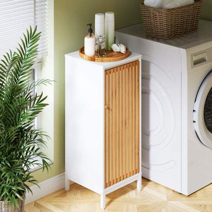 White+Natural Bamboo Side Cabinet - Storage & Style