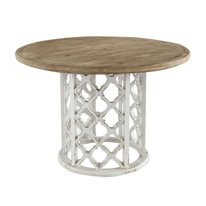 47" Round Brown Wood Dining Table - Farmhouse Style