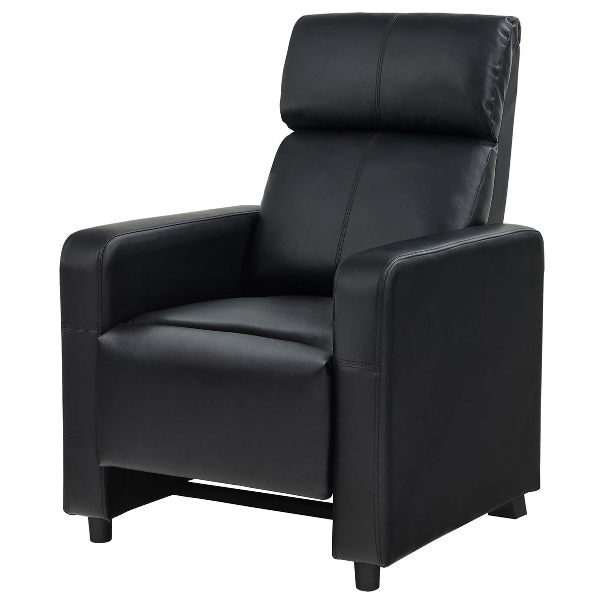 Black Upholstered Push-Back Recliner - Comfortable Living Room Seating