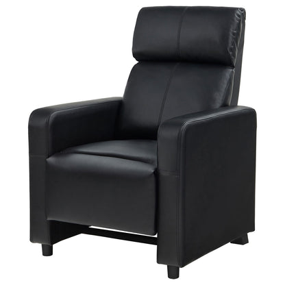 Black Upholstered Push-Back Recliner - Comfortable Living Room Seating