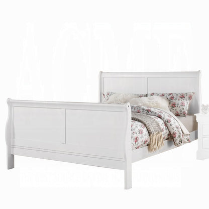 White Queen Sleigh Bed - Wood Frame, Box Spring Required