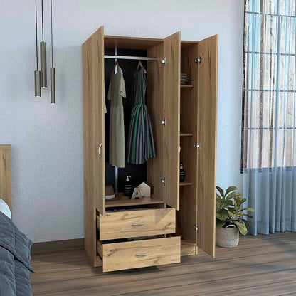 Light Oak Bedroom Dresser with 4 Shelves - 70.8"W
