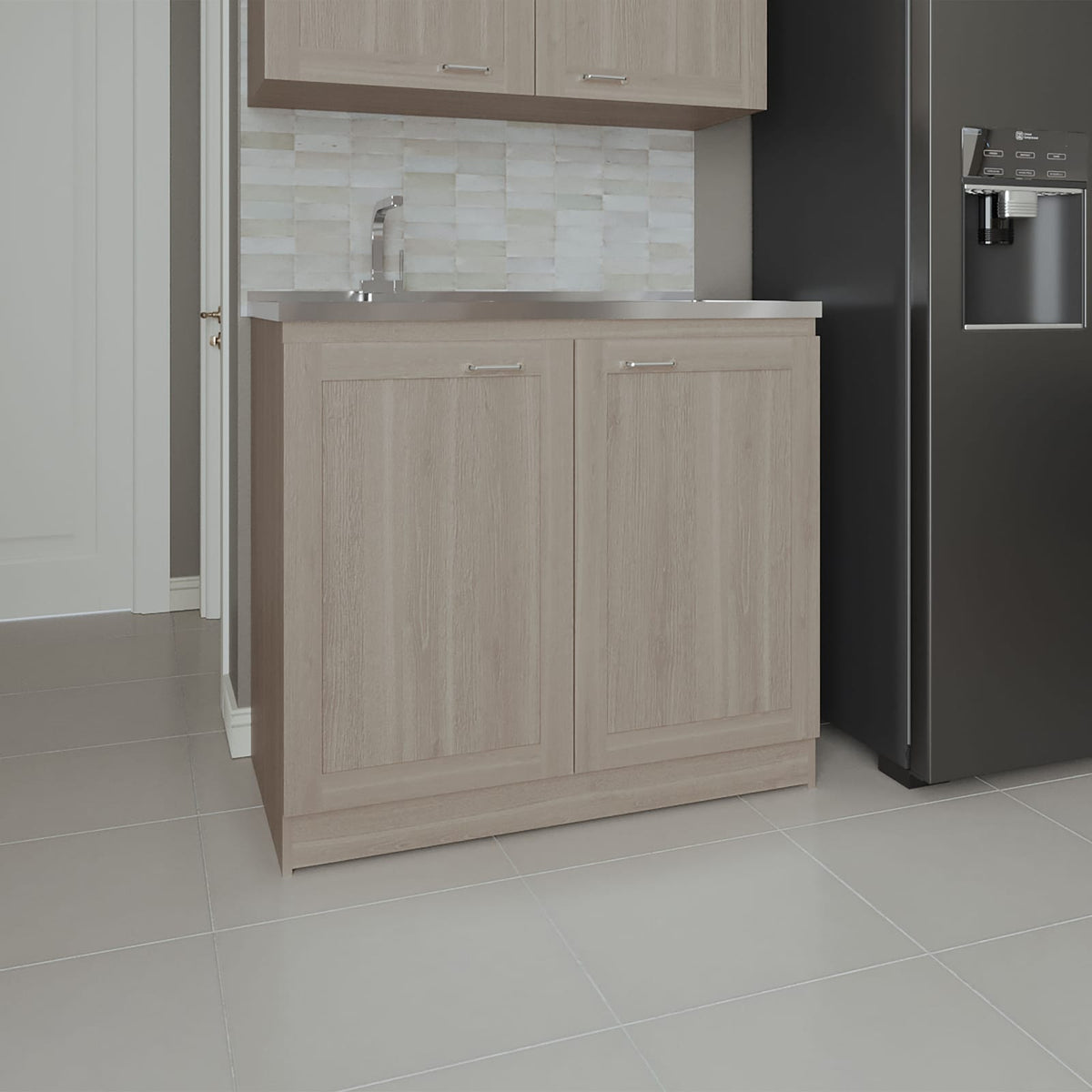 36" White Oak Kitchen Sink Cabinet with 2 Doors