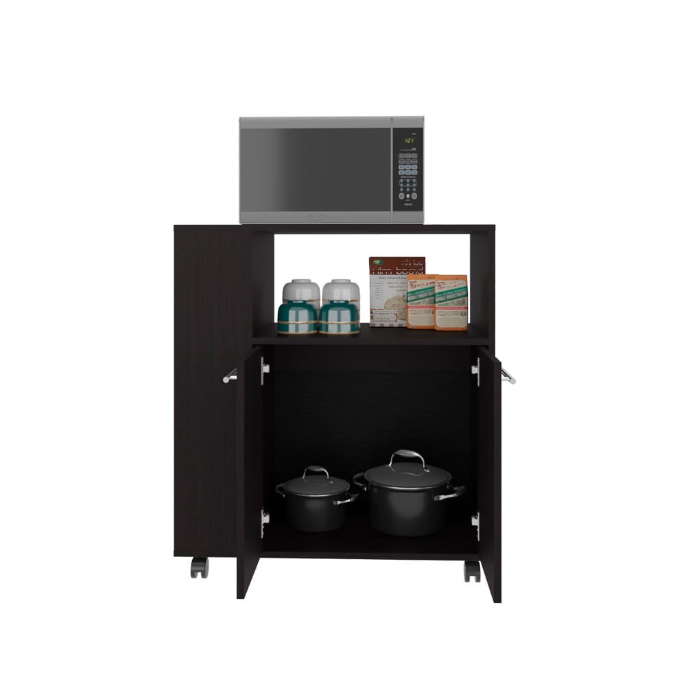 Black Kitchen Cart with Storage Shelves - 15.7" x 29.5"