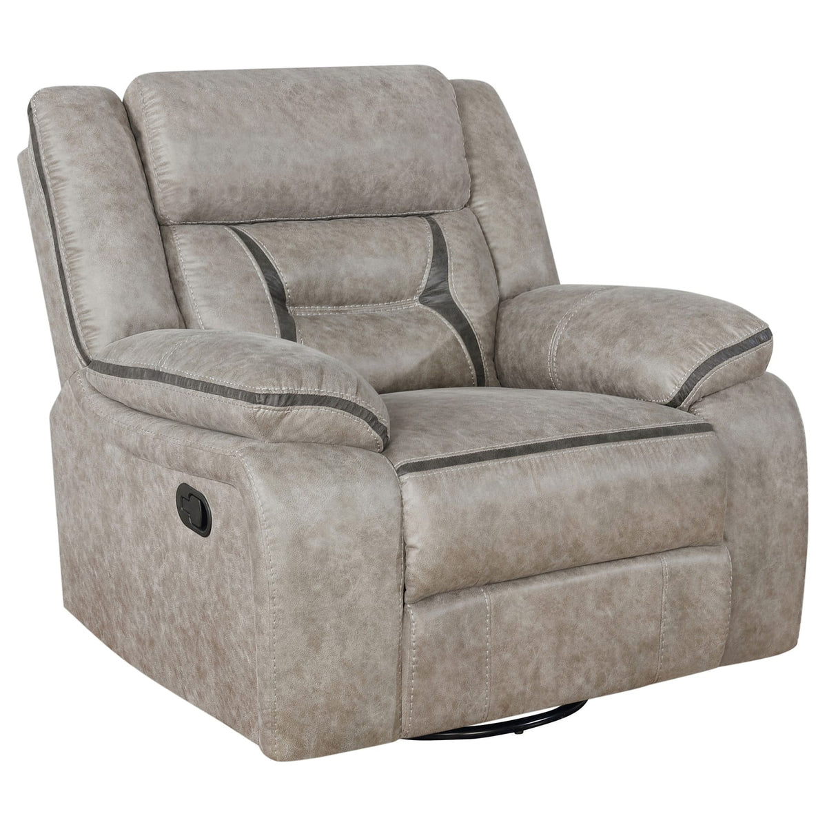 Taupe Upholstered Swivel Glider Recliner - 41" Wide