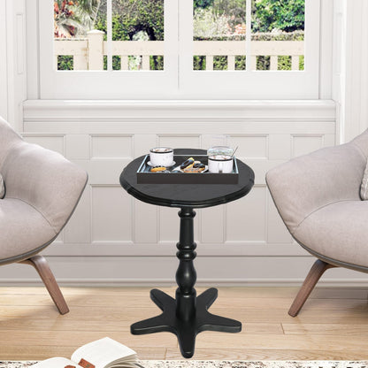 15.75 Inch Round Black MDF Side Table - Living Room Accent