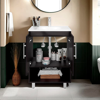 Black Bathroom Vanity with Storage - 17.9"W