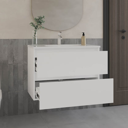 White Bathroom Cabinet with Shelves - Storage Vanity