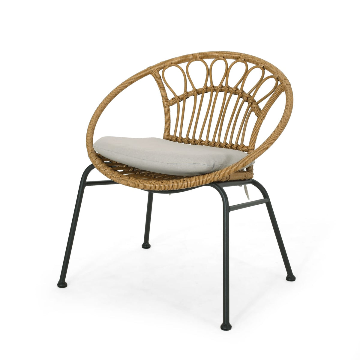 Light Brown PE Rattan Garden Patio Furniture Set for Poolside Dining
