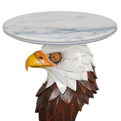 Brown Antique White Resin Eagle Accent Table for Rustic Living Room Decor
