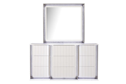 Modern White Wood Mirror with LED Lighting and Diamond Frame for Bathroom Renovation
