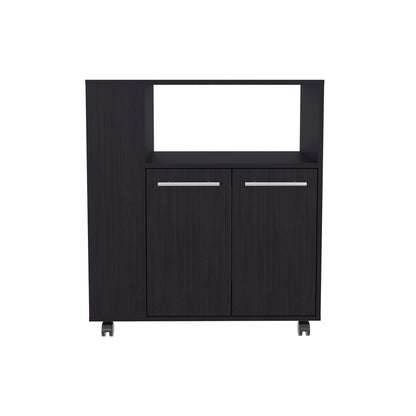 Black MDF Kitchen Cabinet Cart - 29.5" Storage for Living Room