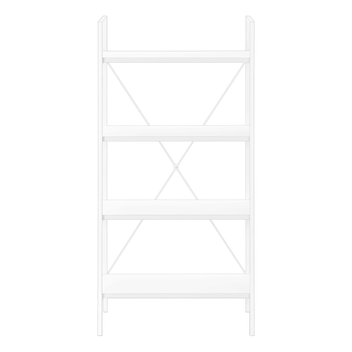 4-Tier White Bookshelf - 48 Inch High Storage