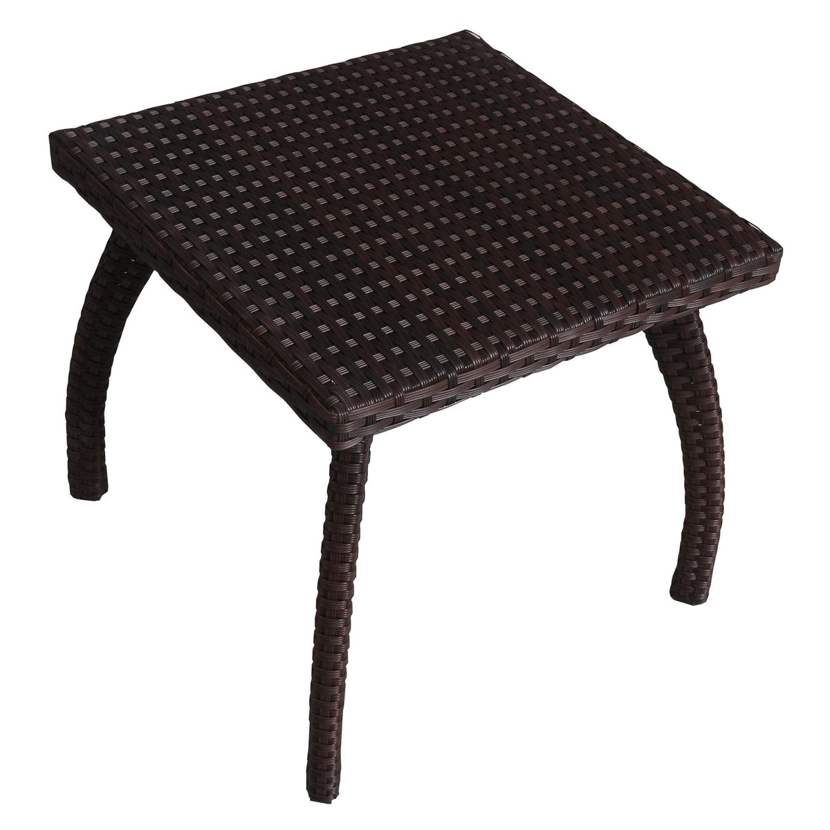 Brown Rattan Side Table for Patio Outdoor
