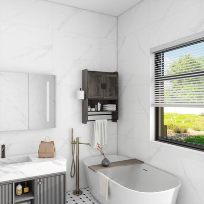 Grey MDF Bathroom Wall Cabinet with Adjustable Shelves