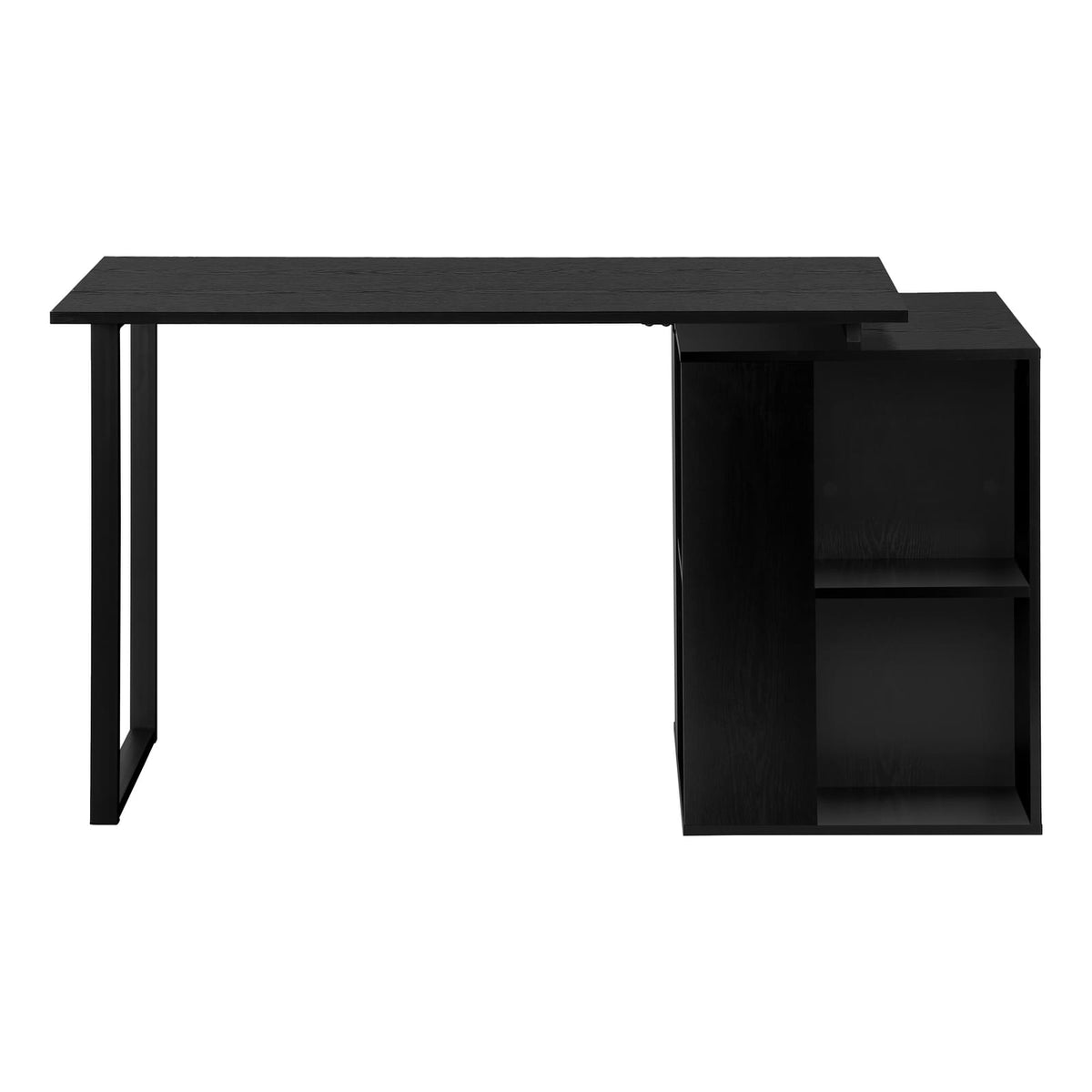 Black Computer Desk with Storage Shelves - 55" Workstation