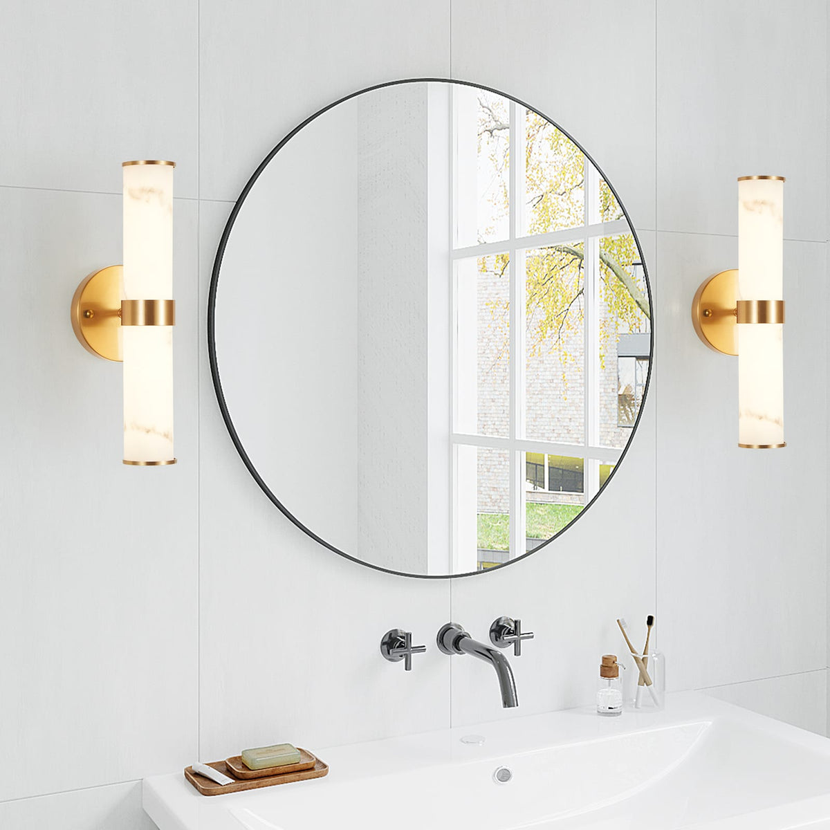 Gold Resin Wall Sconces - Set of 2 Modern Lighting
