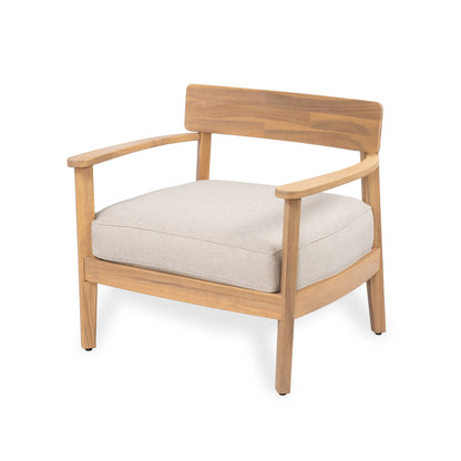 Teak Beige Acacia Wood Club Chair with Cushions