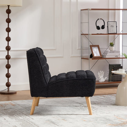 Modern Armless Accent Chair - Black Chenille, 24.4" Wide