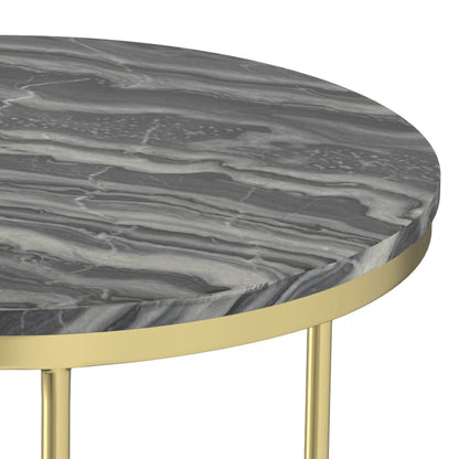 Ashley 2 Pc Nesting Tables - Gold Marble Metal