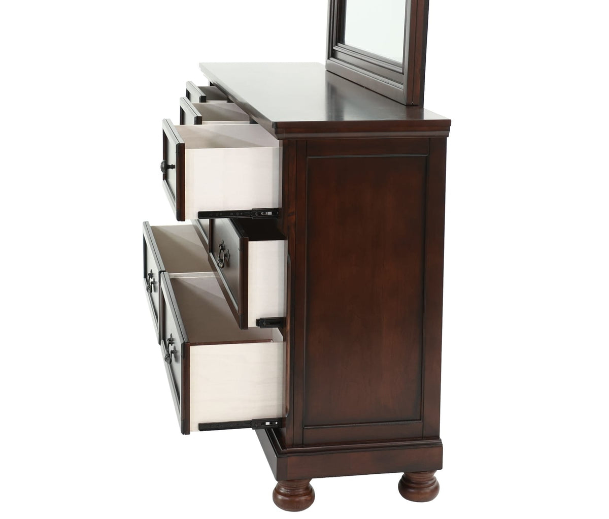 Antique Cherry Wood Makeup Vanity - 65" DRESSER