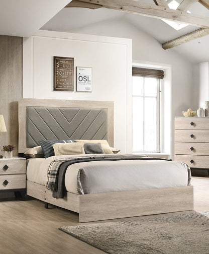 California King Cream Grey Wood Bed Frame for Bedroom