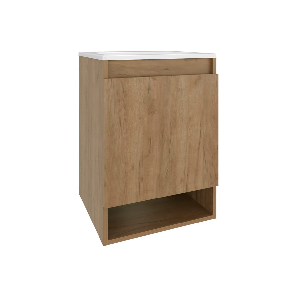 Modern Beige Wall Mounted Bathroom Vanity with Melamine Finish