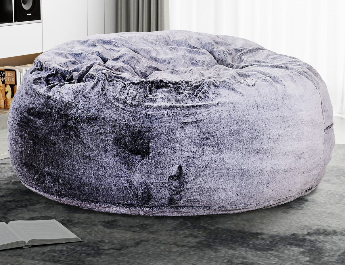Modern Round Bean Bag Chair - Purple Memory Foam, 5 Foot Diameter