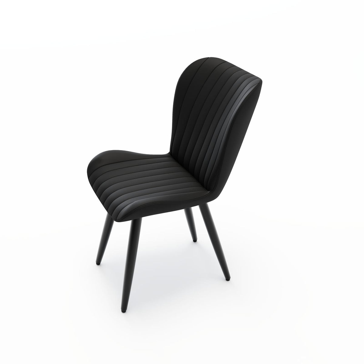 Black PU Leather Dining Chairs - 4 Modern Chairs with Metal Legs