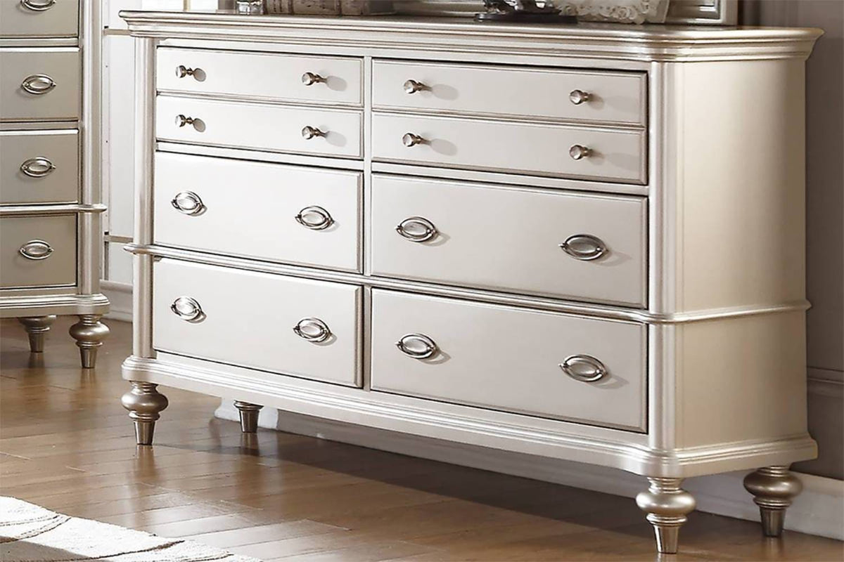 Classic Silver Bedroom Dresser - 6 Drawers MDF