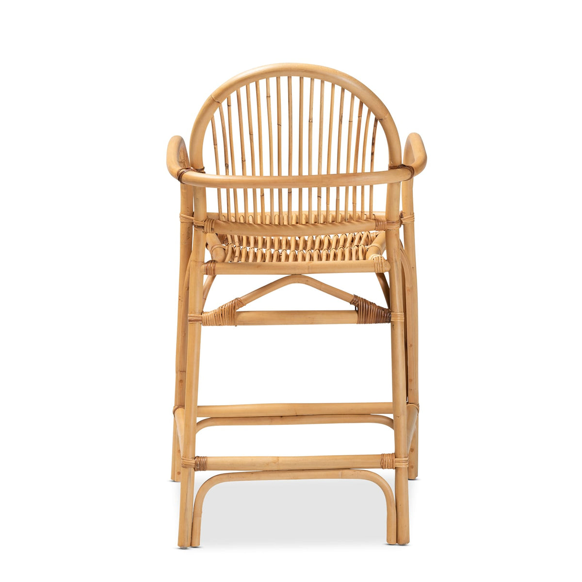Brown Rattan Counter Stool - 22.5" Round