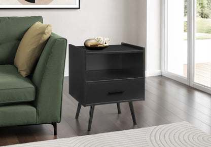 Black Laminate Storage Accent Table - Nightstand & End Table