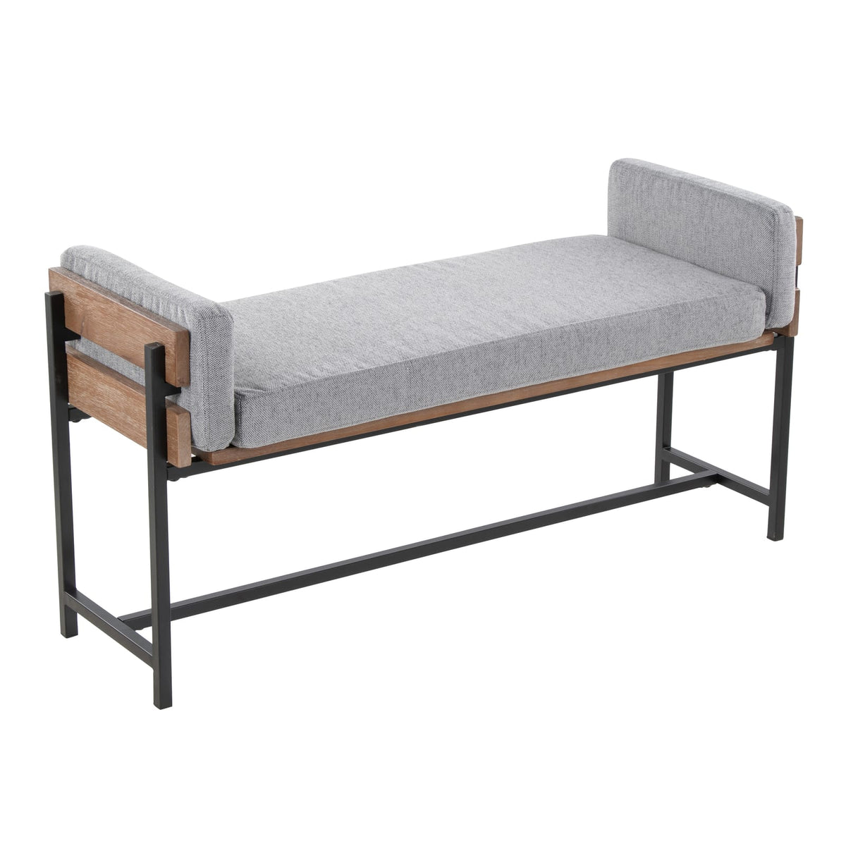 Grey Fabric Bench - Farmhouse Style Dining Benches