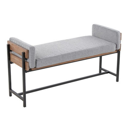 Grey Fabric Bench - Farmhouse Style Dining Benches