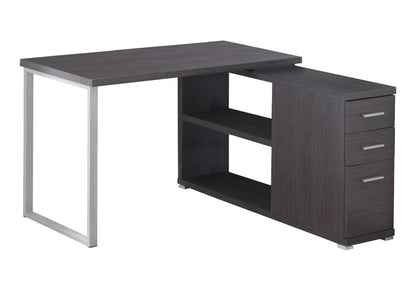 L Shape Computer Desk with Storage Drawers - Grey Laminate