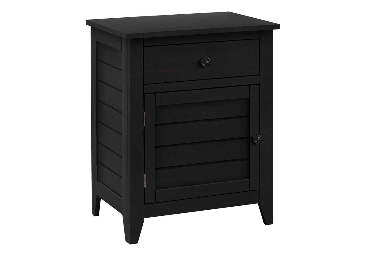 25 Inch Black Accent Table with Storage Drawer