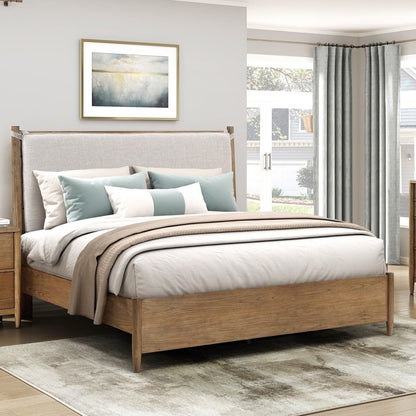 Queen Brown Wood Bed Frame Modern Bedroom